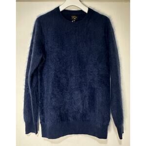 J. Crew Brushed Cashmere Crewneck Sweater Navy Blue Size XS NWT Fuzzy Soft Cozy